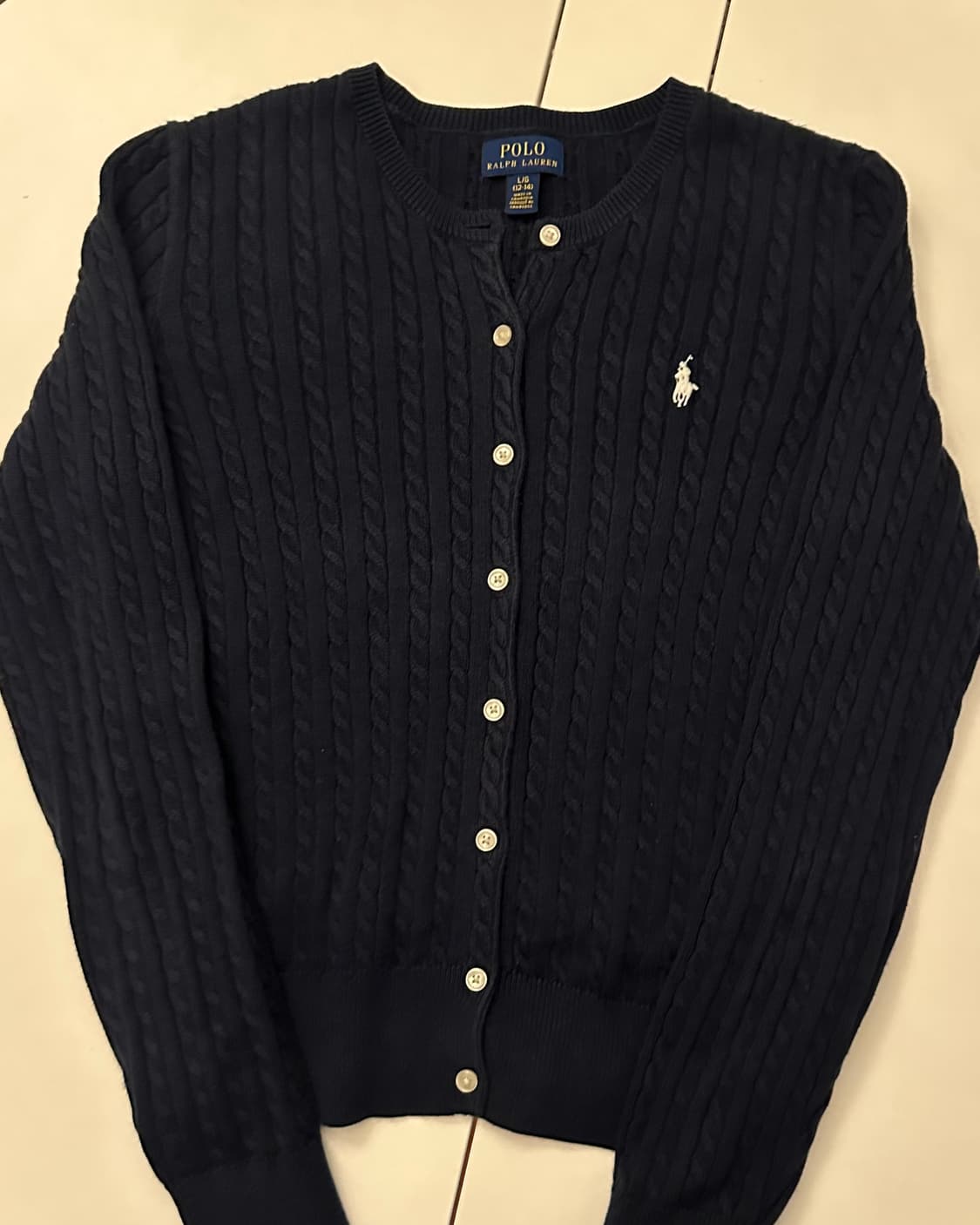 폴로 랄프로렌 걸즈 꽈베기 가디건 네이비 L  상품이미지1