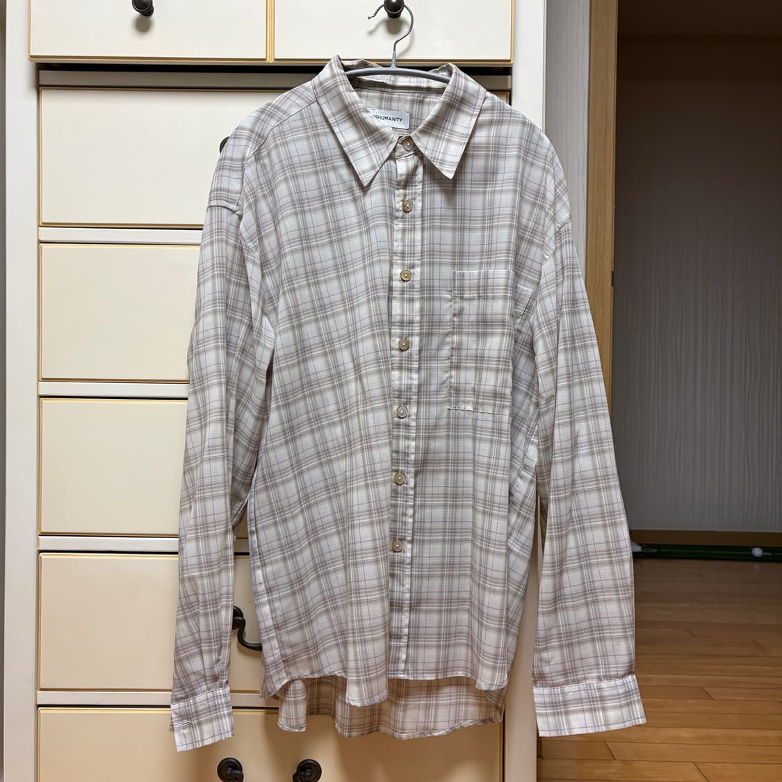 (2) 999휴머니티 이지 체크 셔츠 에크루 상품이미지3