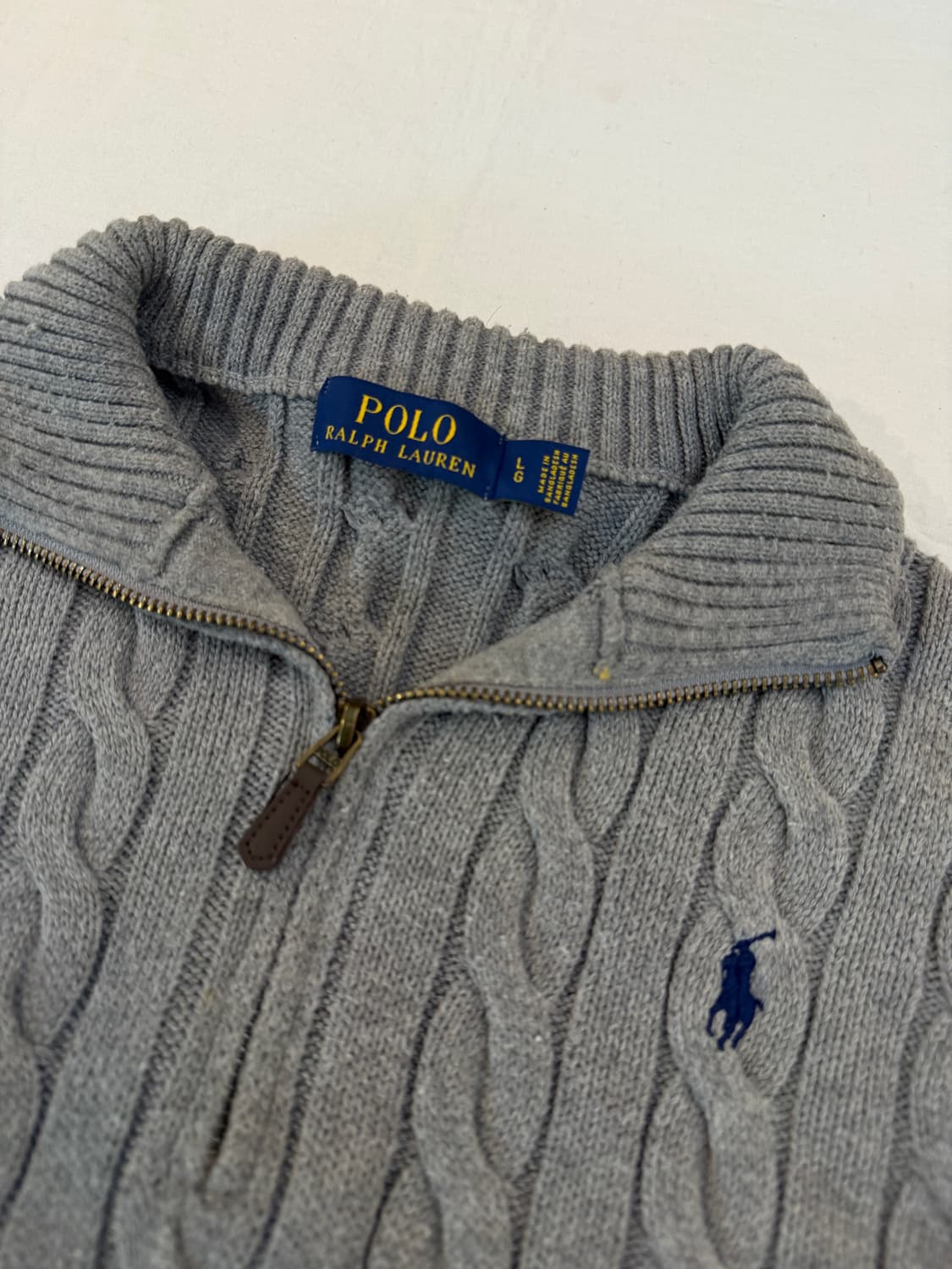 폴로 랄프로렌 반집업 꽈배기 케이블 니트 그레이 상품이미지2