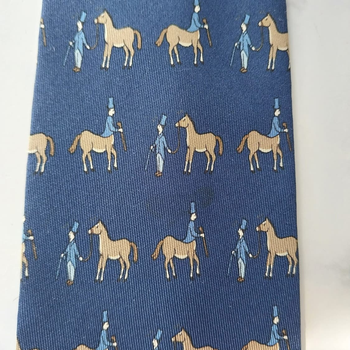 에르메스 실크 네이비 승마 모티브 넥타이 9.5cm A등급 K2143 상품이미지6