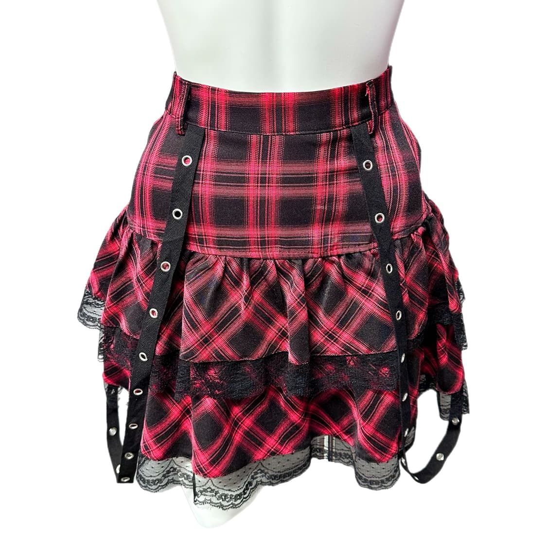고딕 펑크 코르셋 체크 스커트 상품이미지2