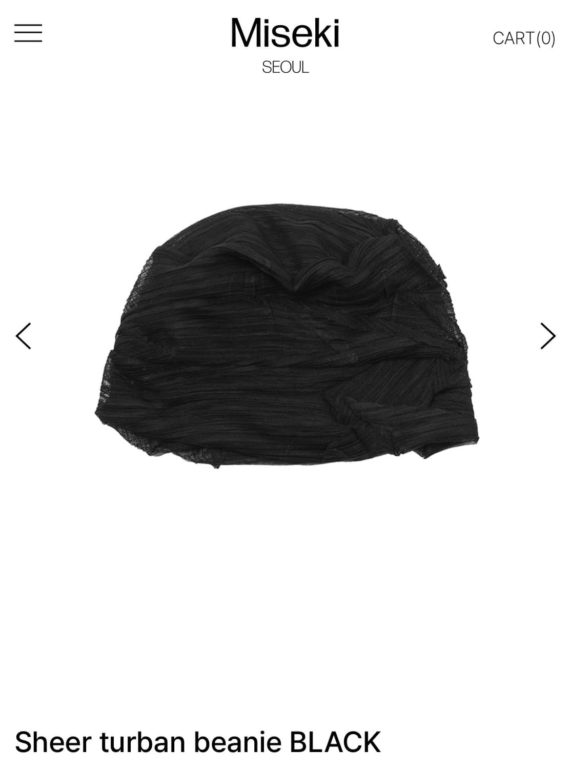 미세키서울 비니 Sheer turban beanie BLACK 상품이미지3