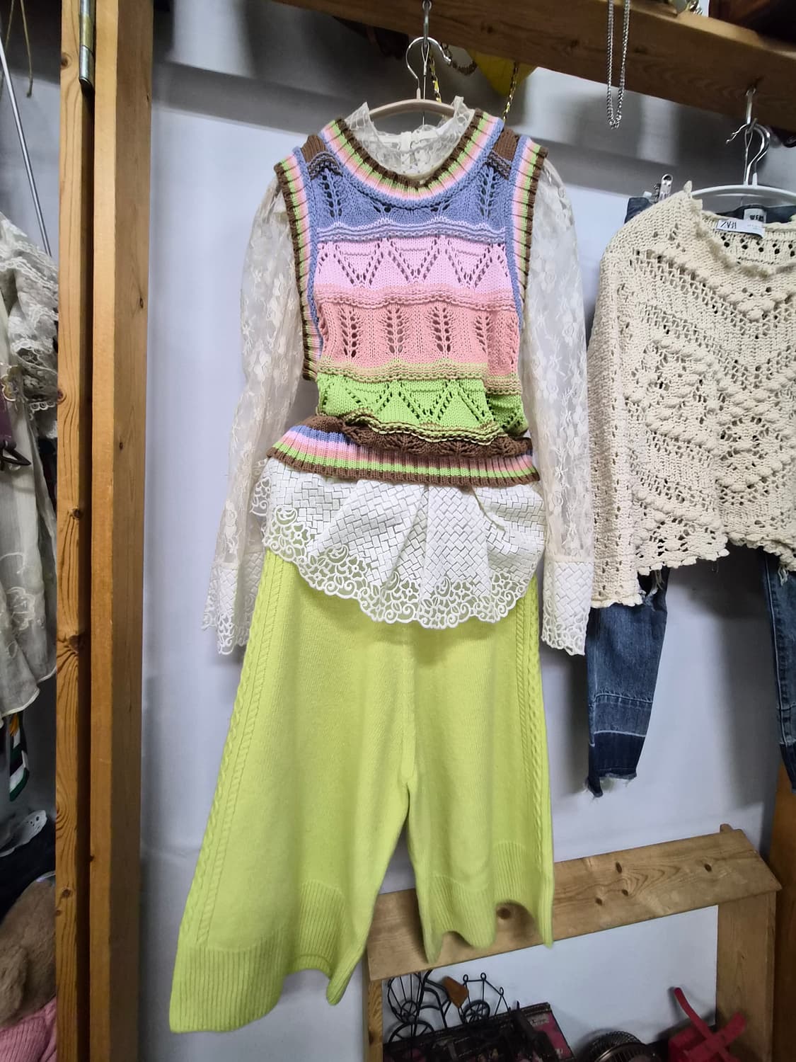 자라 솜사탕 컬러 니트. MARAN 퓨어울 니트5부팬츠 상품이미지1