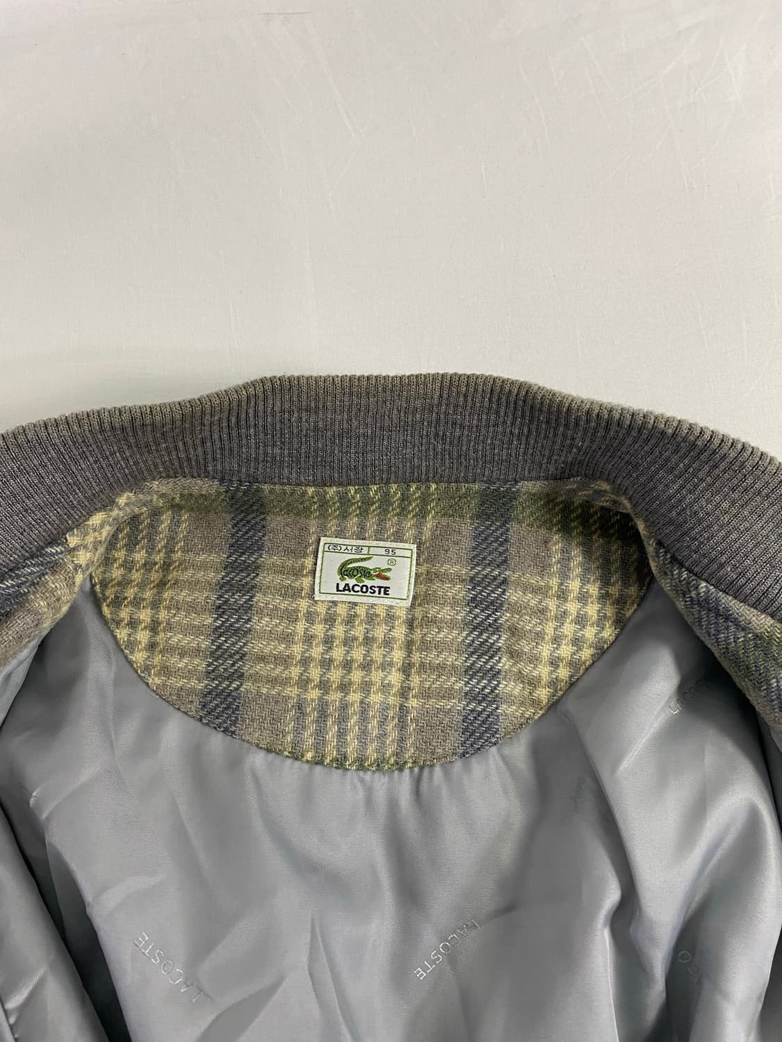 라코스테 빈티지 체크 울 누빔 블루종 자켓 점퍼 M 상품이미지7