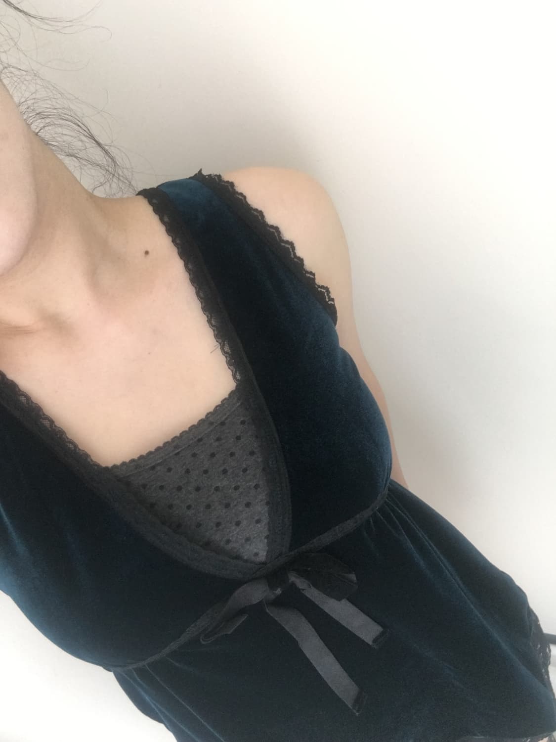 teal velvet ribbon top 상품이미지5