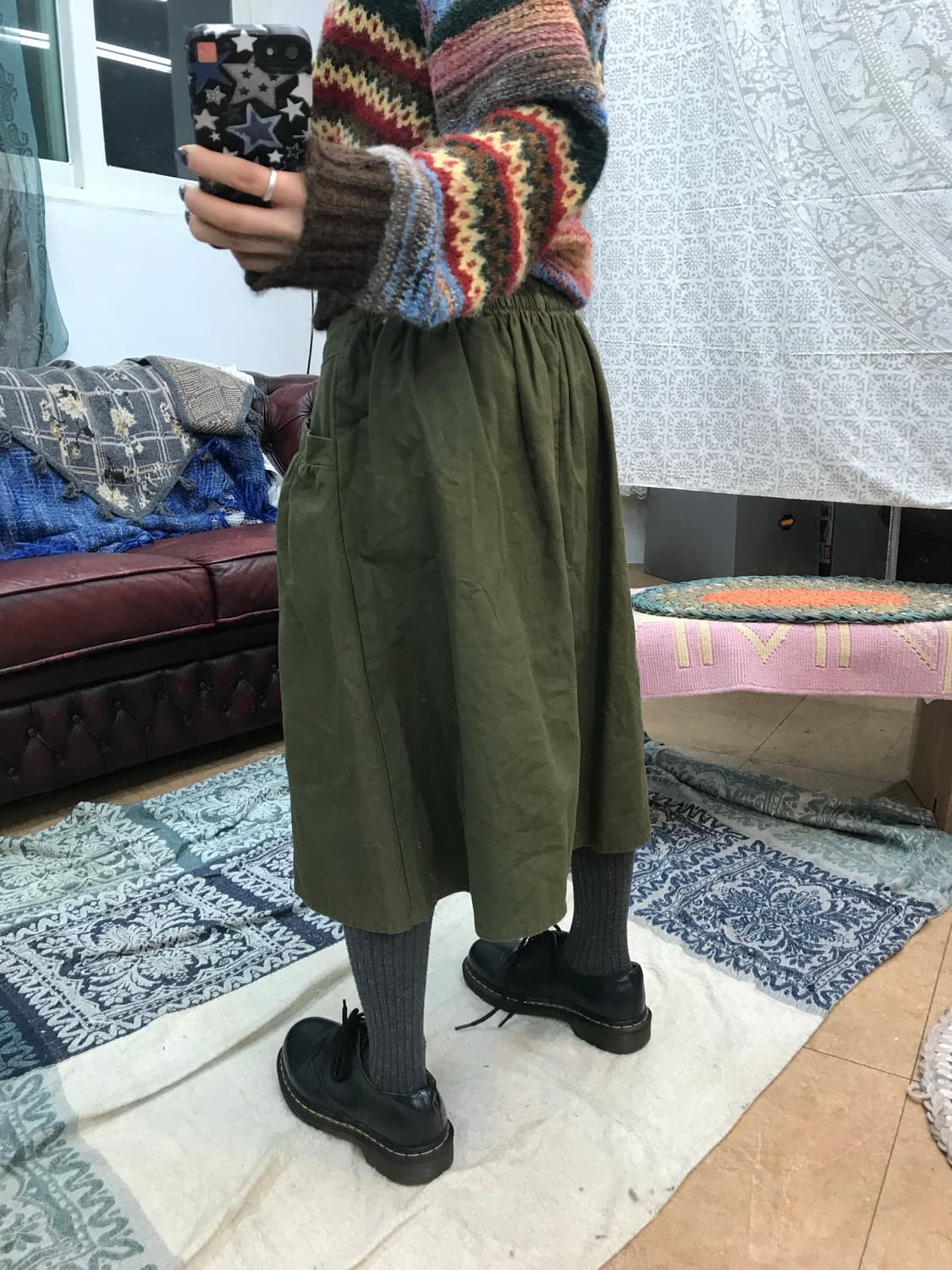 빈티지 여성 더블버튼 미디스커트  상품이미지2