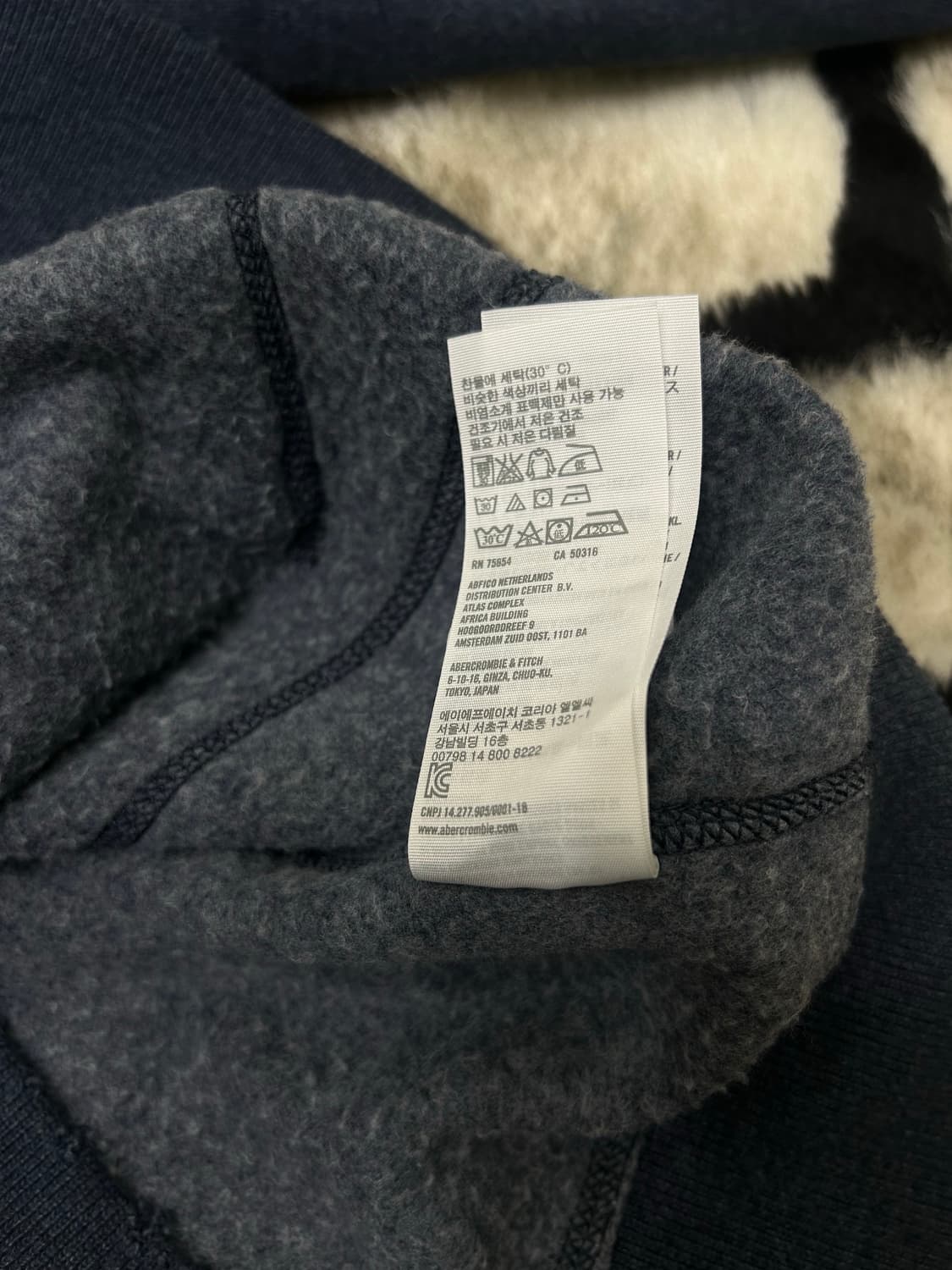 [M]아베크롬비 그런지 후드집업/네이비/기모 상품이미지7