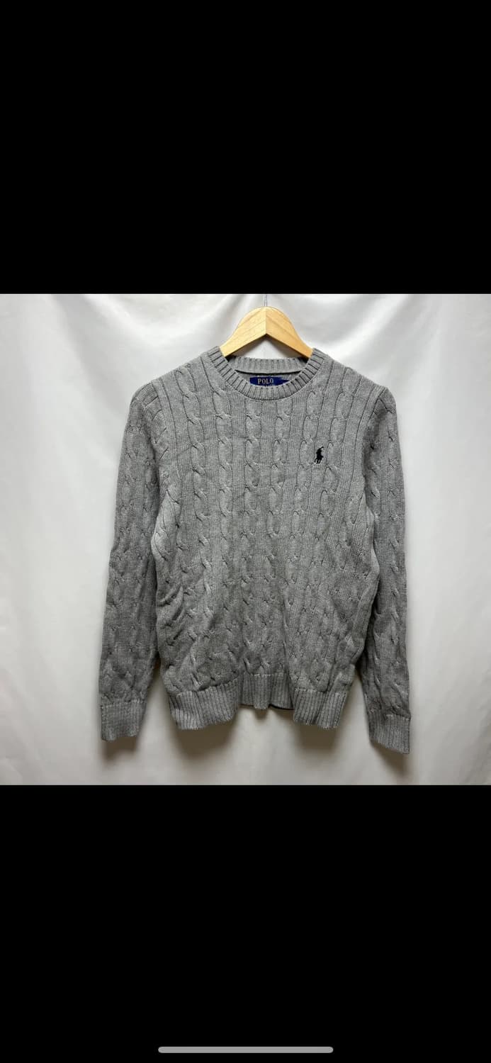 [정품/S] 폴로 랄프로렌 그레이 케이블 꽈배기 니트 상품이미지1
