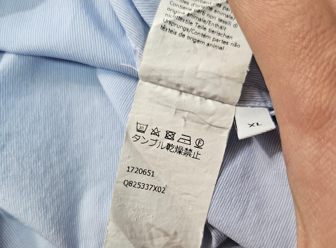 로에베(LOEWE)루즈핏 스트라이프 가죽 카라 블럭 셔츠 상품이미지8