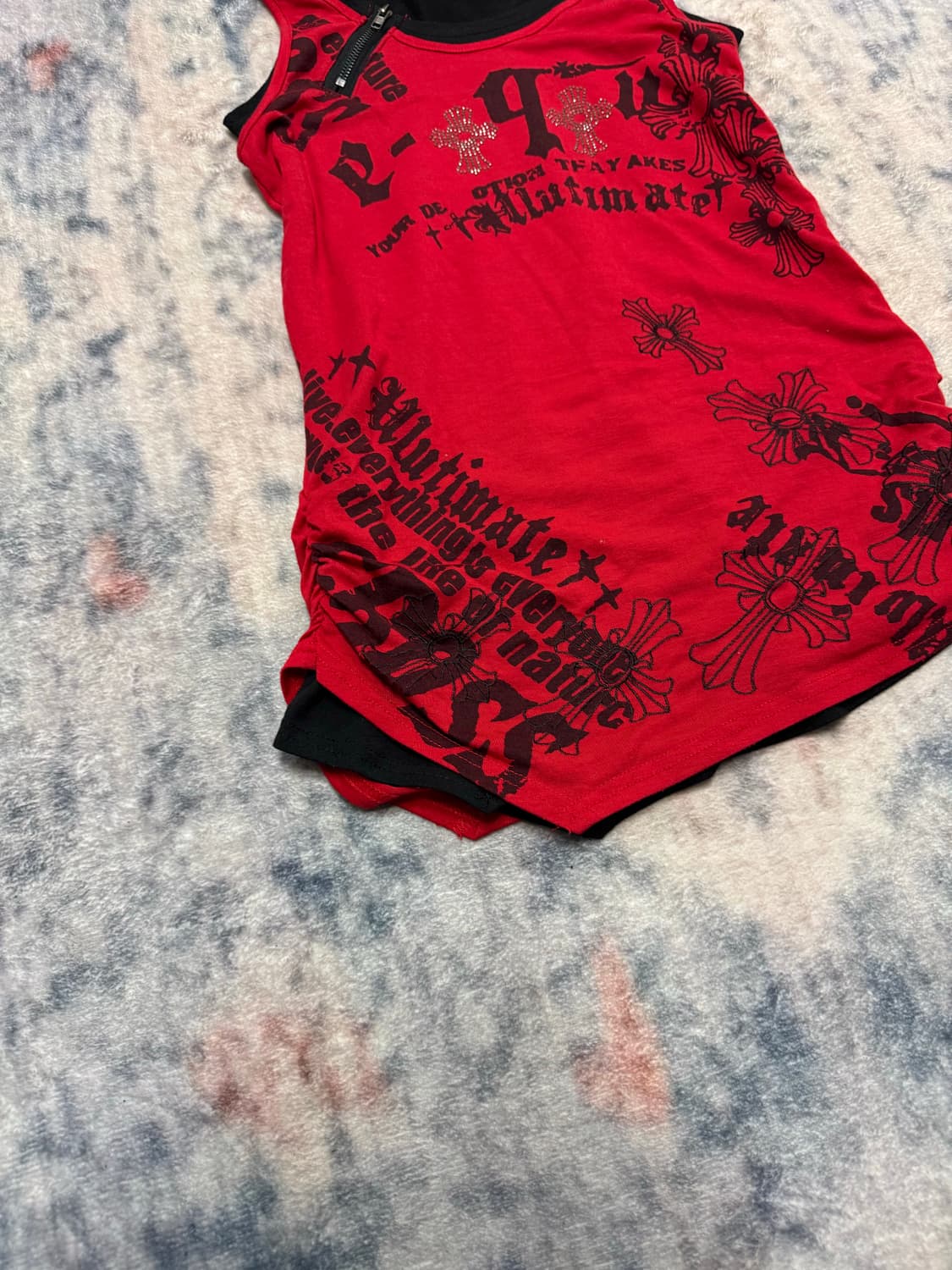 Rich or die gothic printing sleeveless 상품이미지5