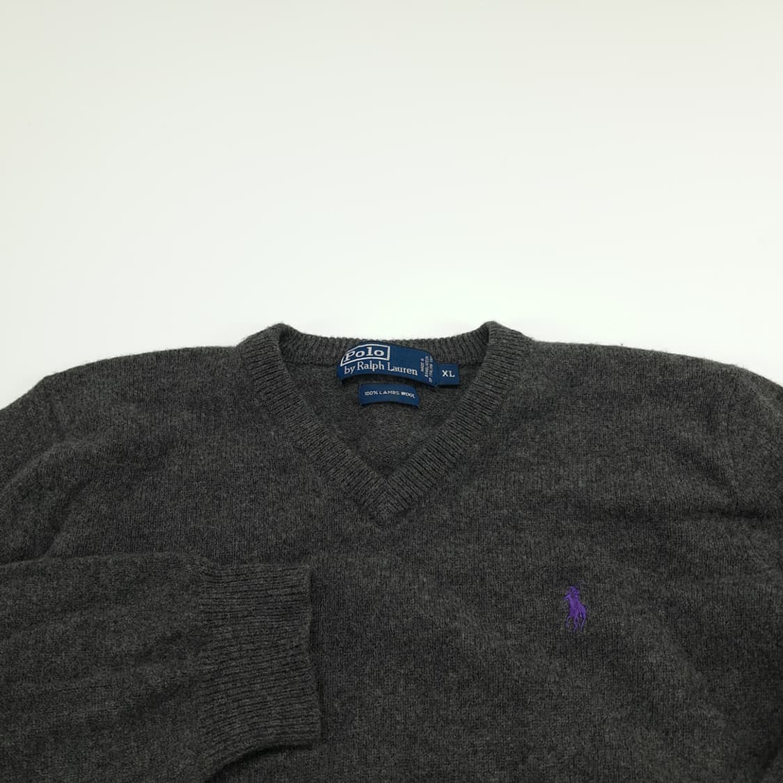 CN649W XL 랄프로렌 차콜그레이 V넥 램스울 니트 스웨터 상품이미지3