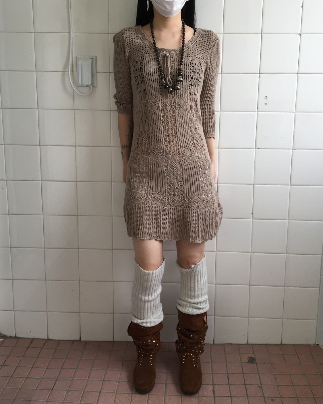 Tied point crochet onepiece 상품이미지1
