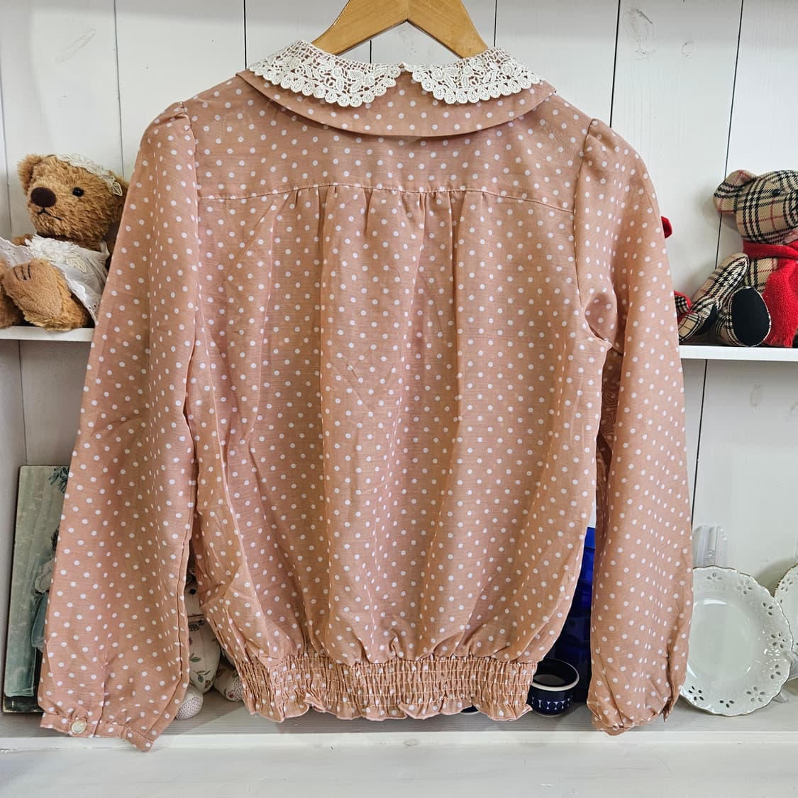 도트 레이스카라 프릴 블라우스 상품이미지5