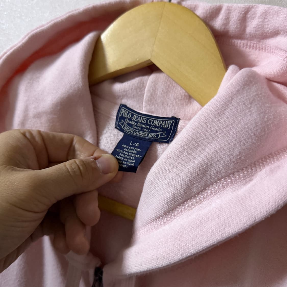 폴로 랄프로렌 젠 빈티지 후드집업 핑크 L (여성 오버핏 66-77정도) 상품이미지2