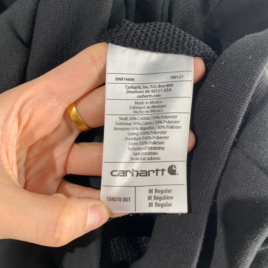 칼하트 로고 블랙 써멀 후드집업 상품이미지5