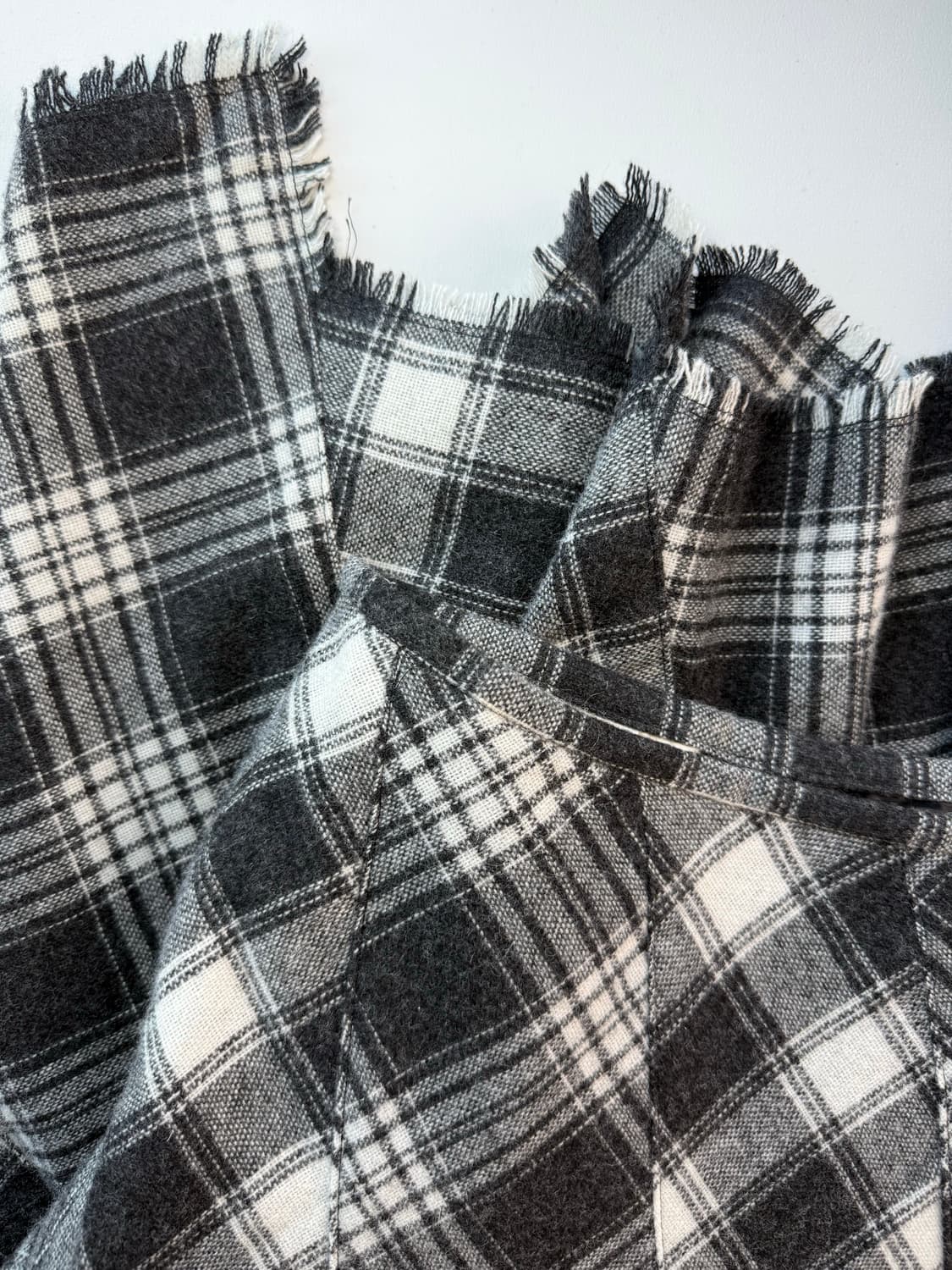 Checkered Skirt 체크패턴 비대칭 프린지 스커트 상품이미지6