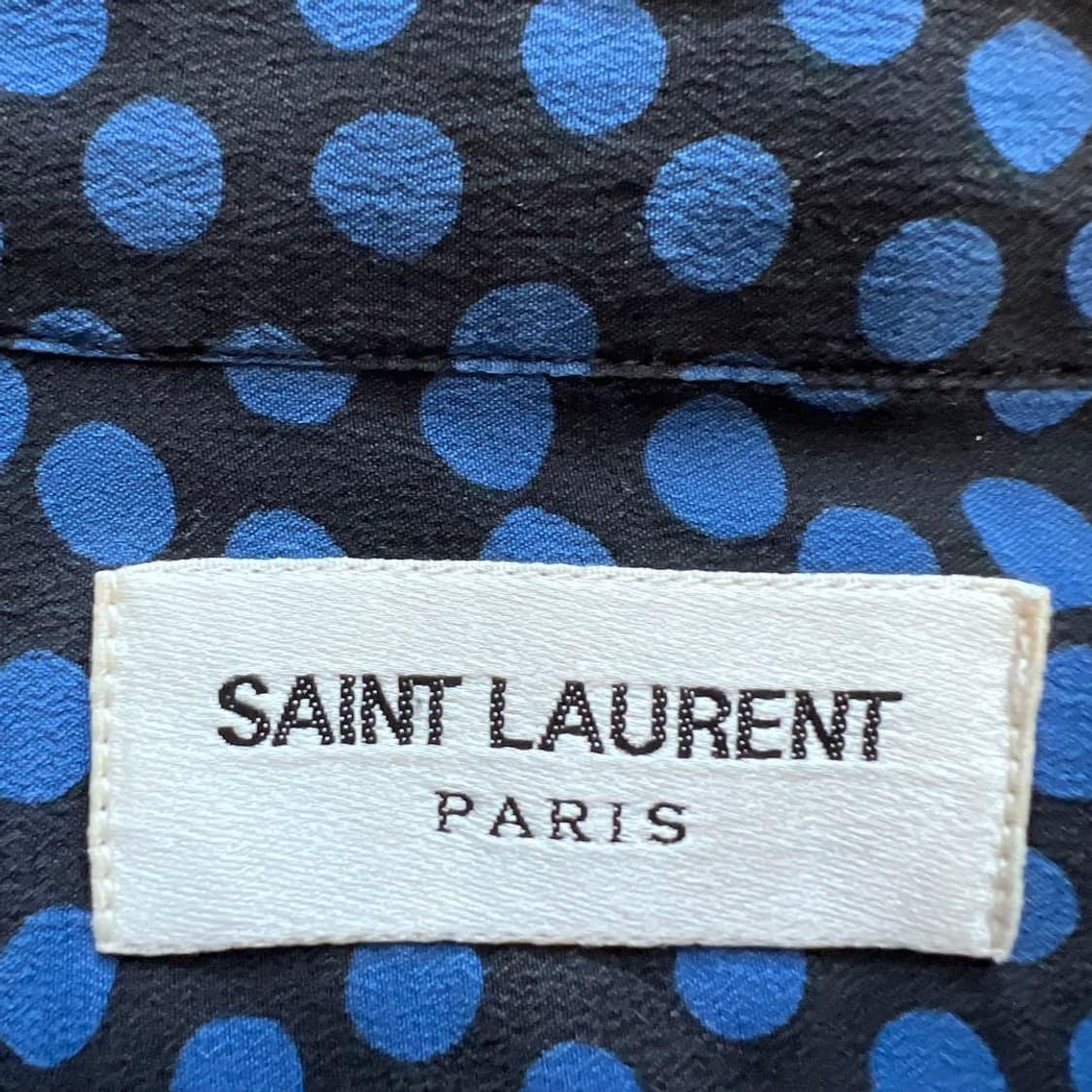 [BTS 지민님 착용] 생로랑 22ss 크러페 블루 폴카닷 셔츠 상품이미지5