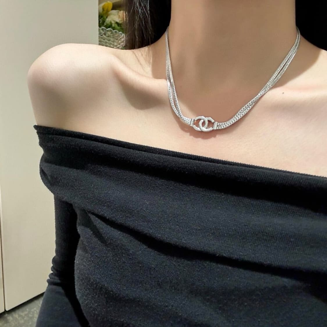 샤넬 정품 업사이클링 CC 초커 레이어드 목걸이 상품이미지6