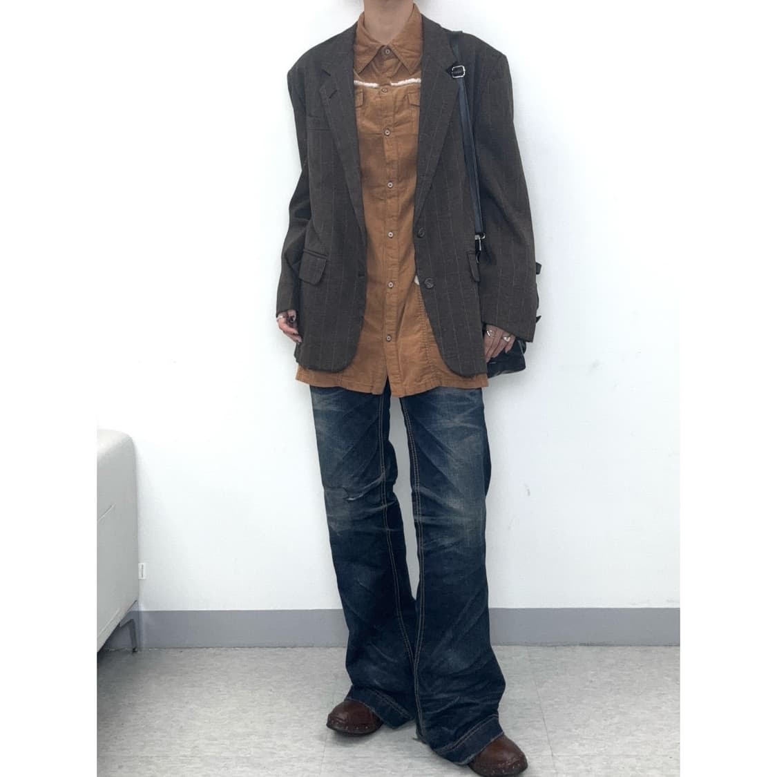 빈티지 브라운 울95% 오버핏 블레이저 자켓 상품이미지3