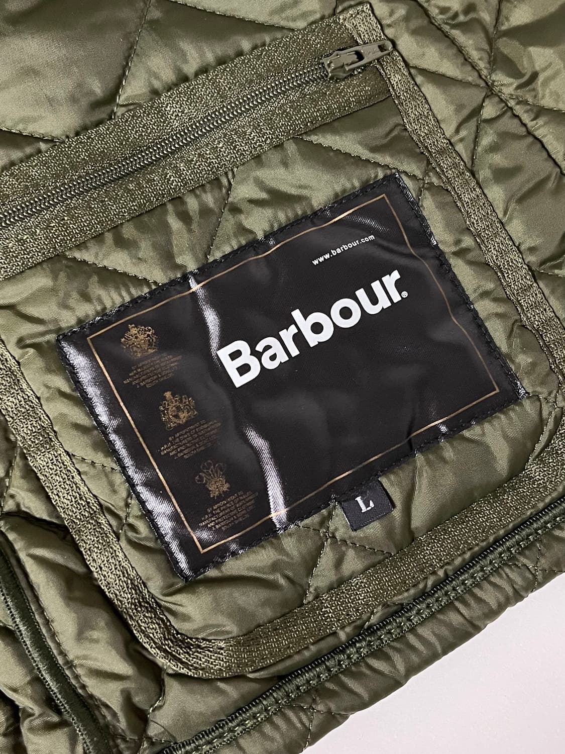 L) 바버 Babour 퀼팅 자켓 카키 상품이미지4