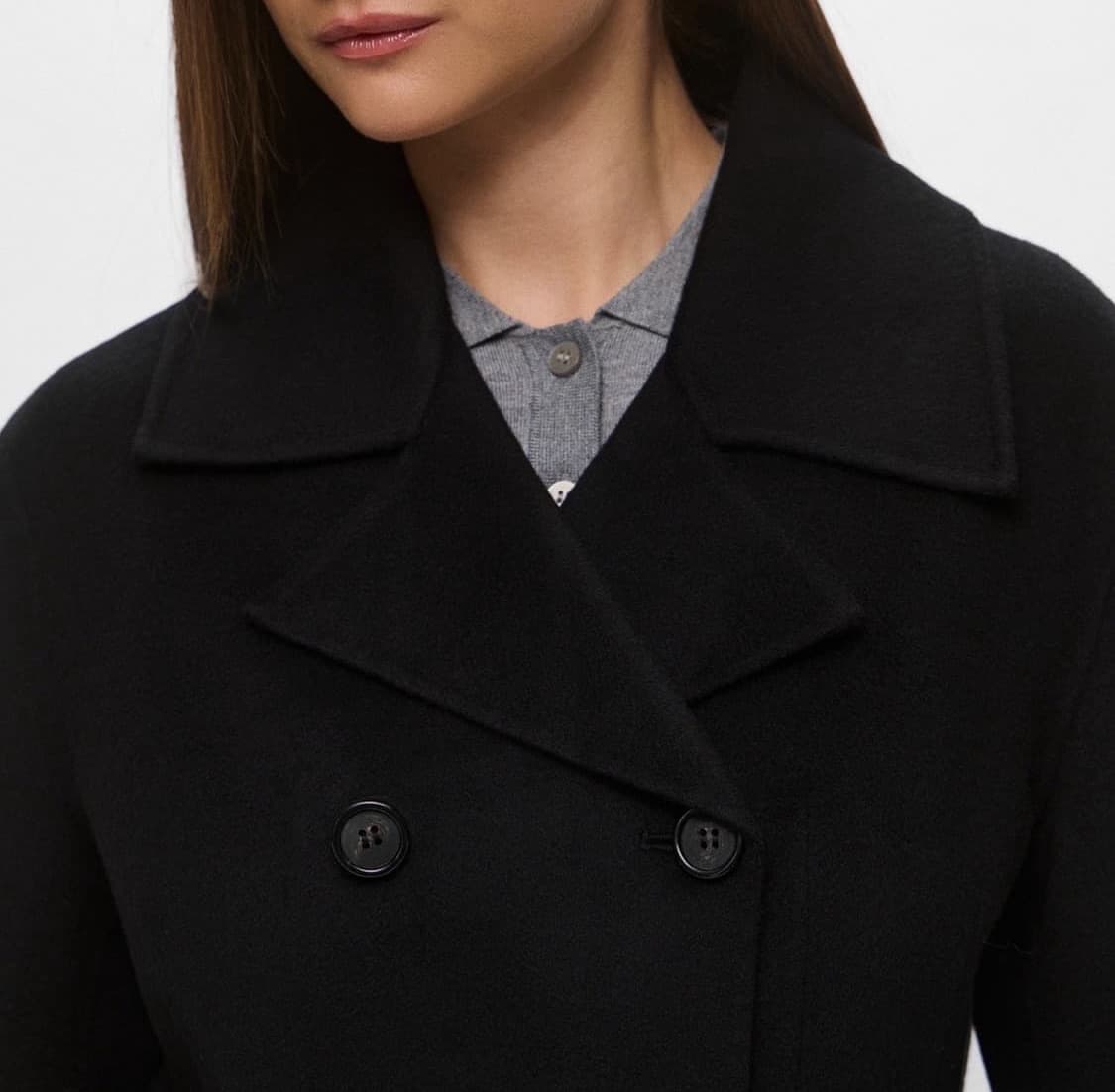 토템 울 하프 더블 코트 블랙 36 상품이미지7