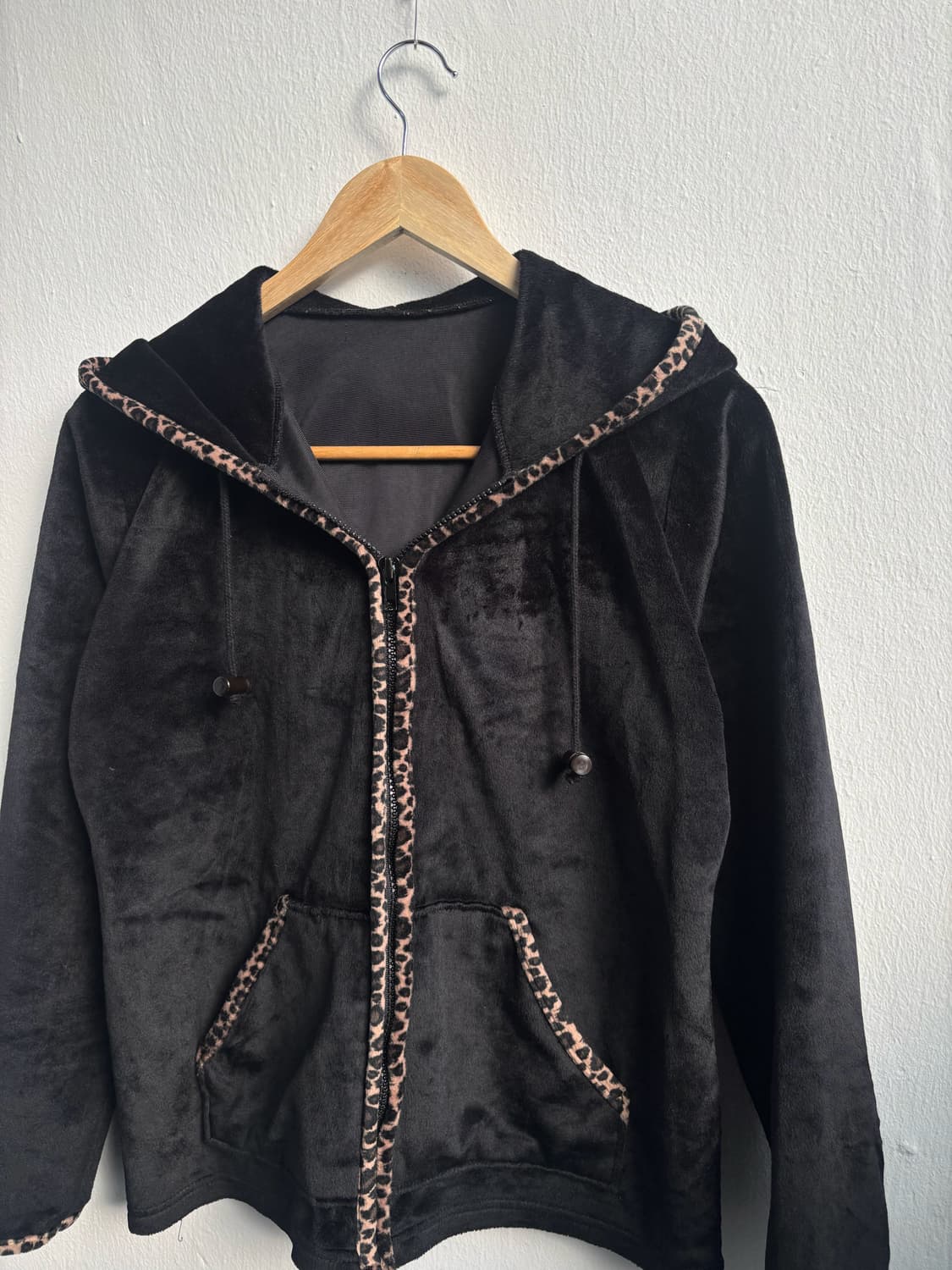 Vintage Leopard Velvet Hood Zip-Up 상품이미지3