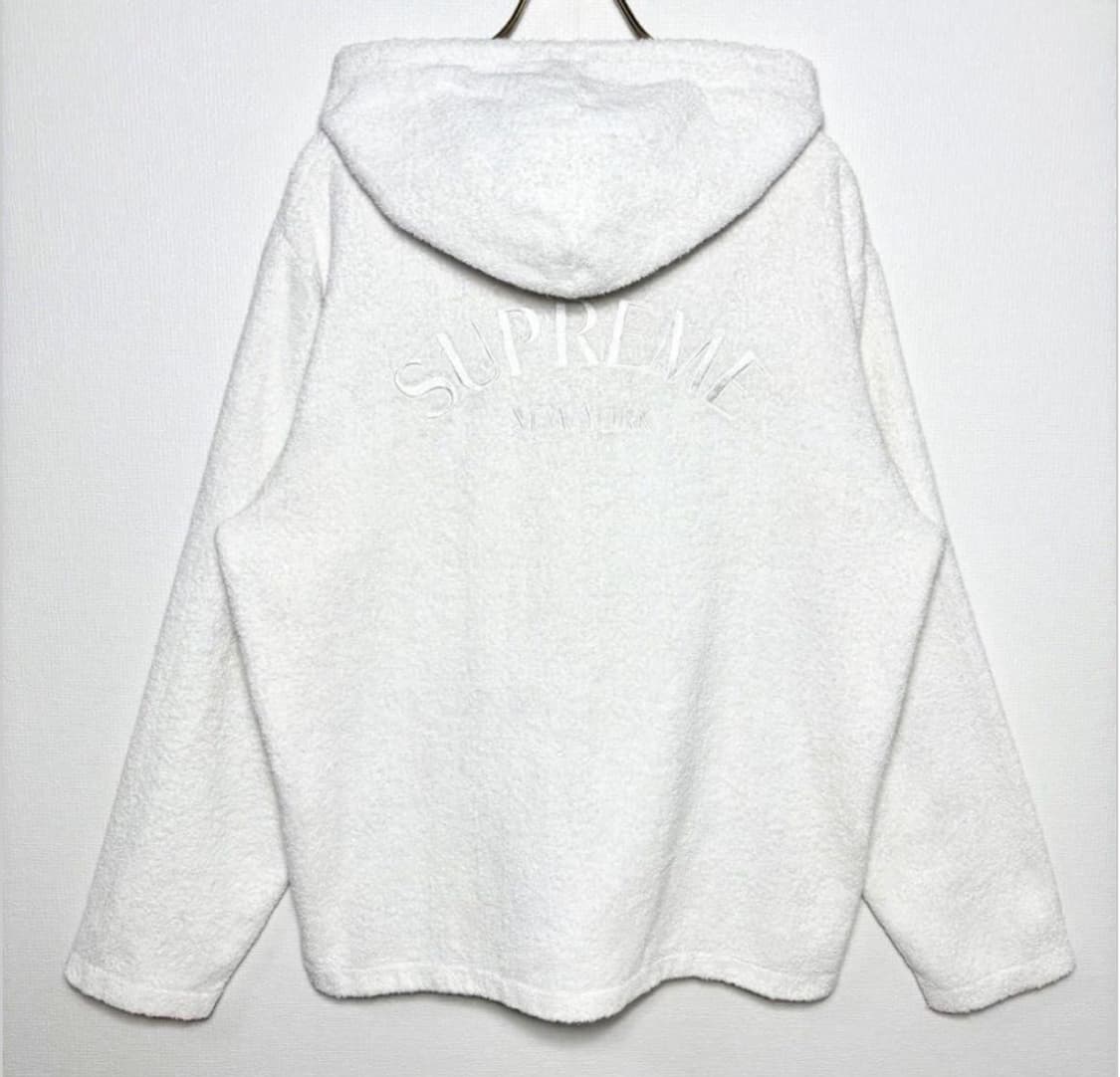 슈프림 자수 로고 화이트타올 후드집업 상품이미지1