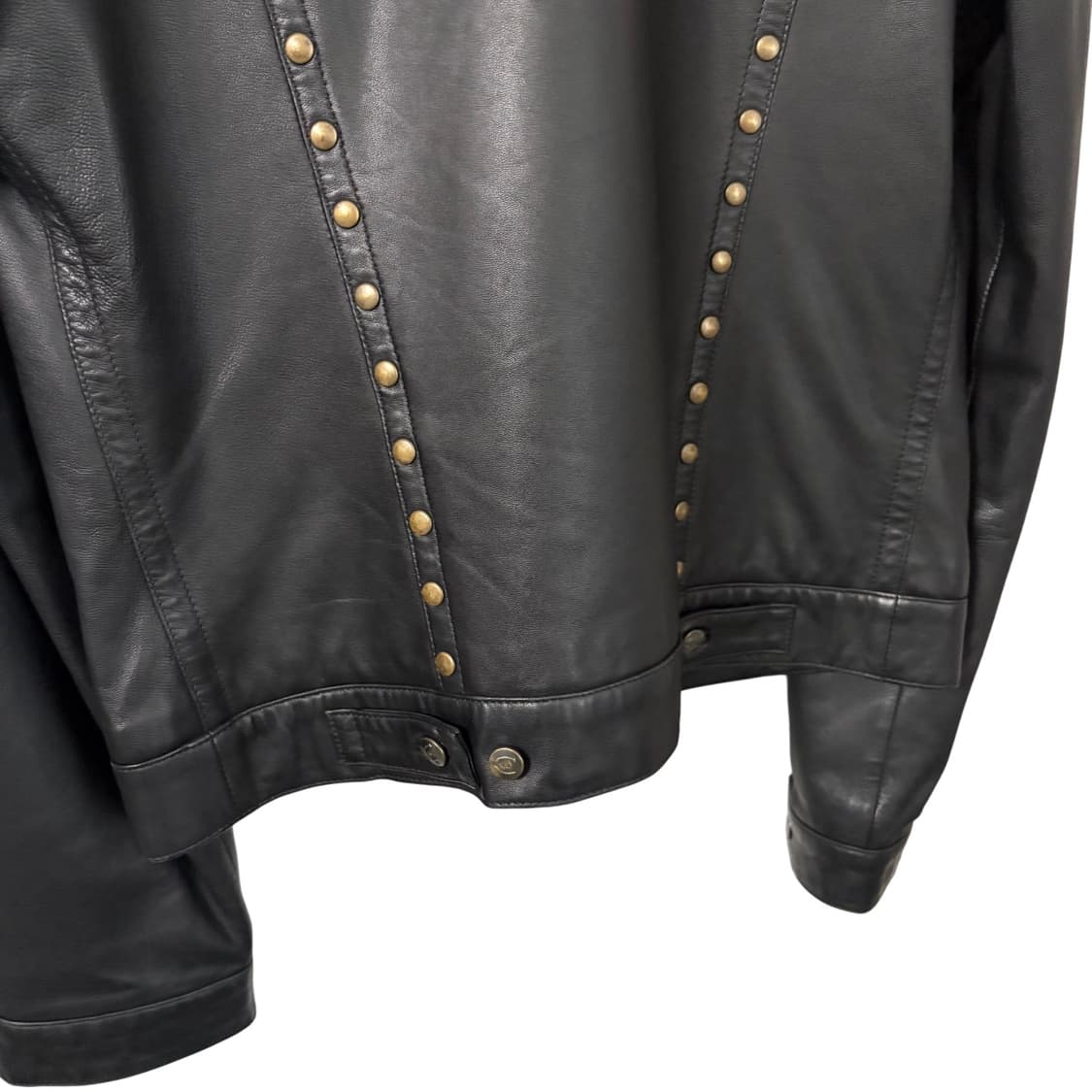 저스트 카발리 스터드 레더 트러커 자켓 L 램스킨 상품이미지4