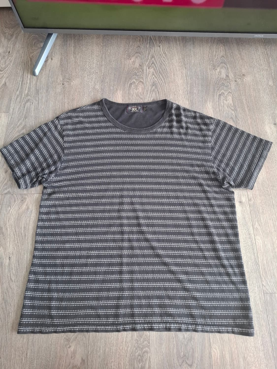 XL RRL 인디고 자카드 스트라이프 반팔 티셔츠 상품이미지1