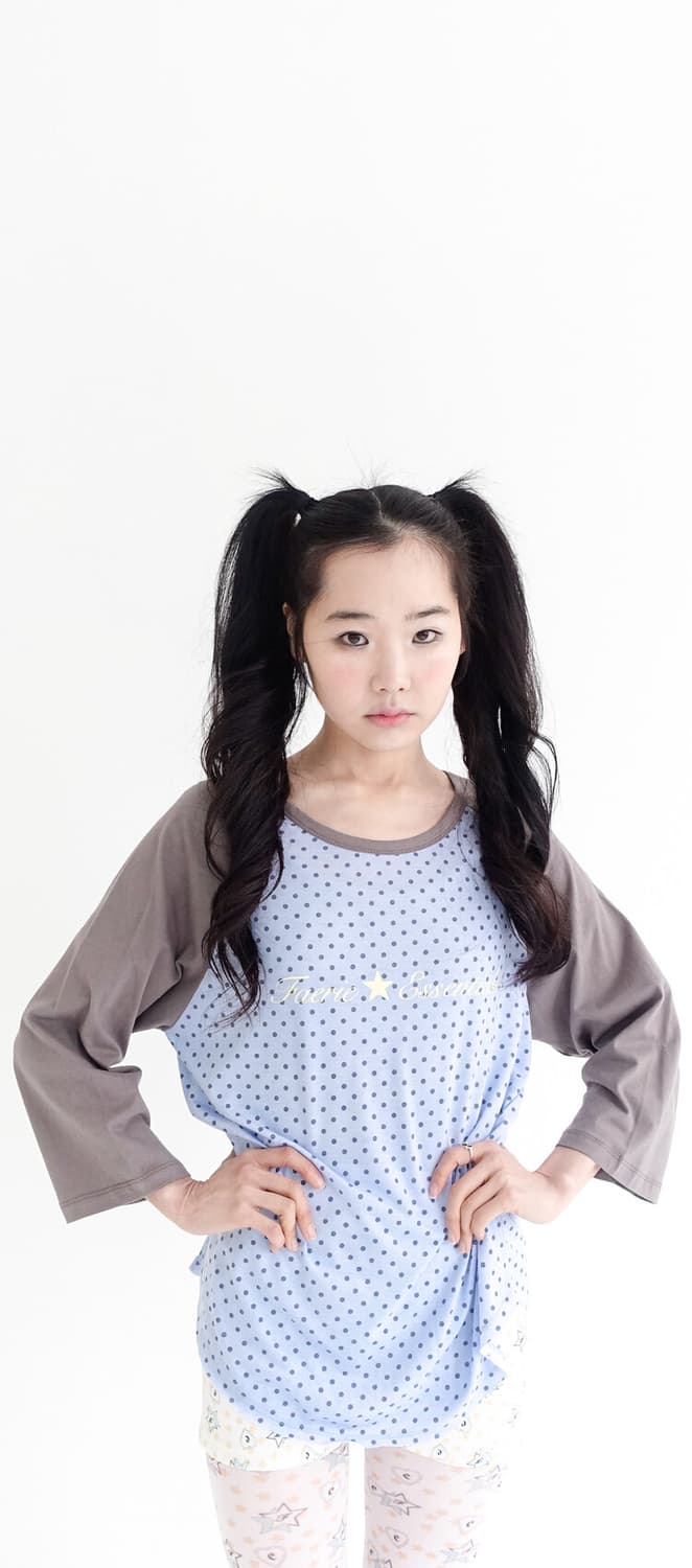 dot raglan sleeve top (blue) 상품이미지1