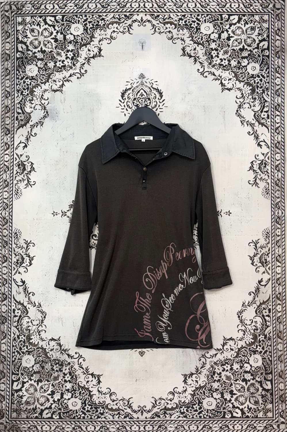 일본빈티지 글리터 레터링 7부 카라 롱슬리브 상품이미지1