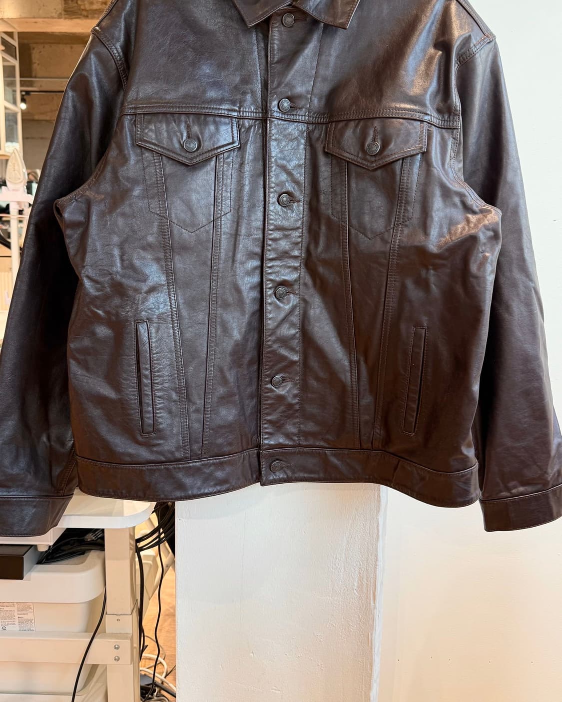 갭 블루 진스 브라운 레더 트러커 자켓 상품이미지6