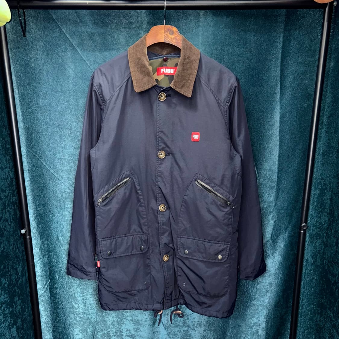 (M) FUBU 코듀로이 카라 리버시블 네이비 야상 자켓 상품이미지1