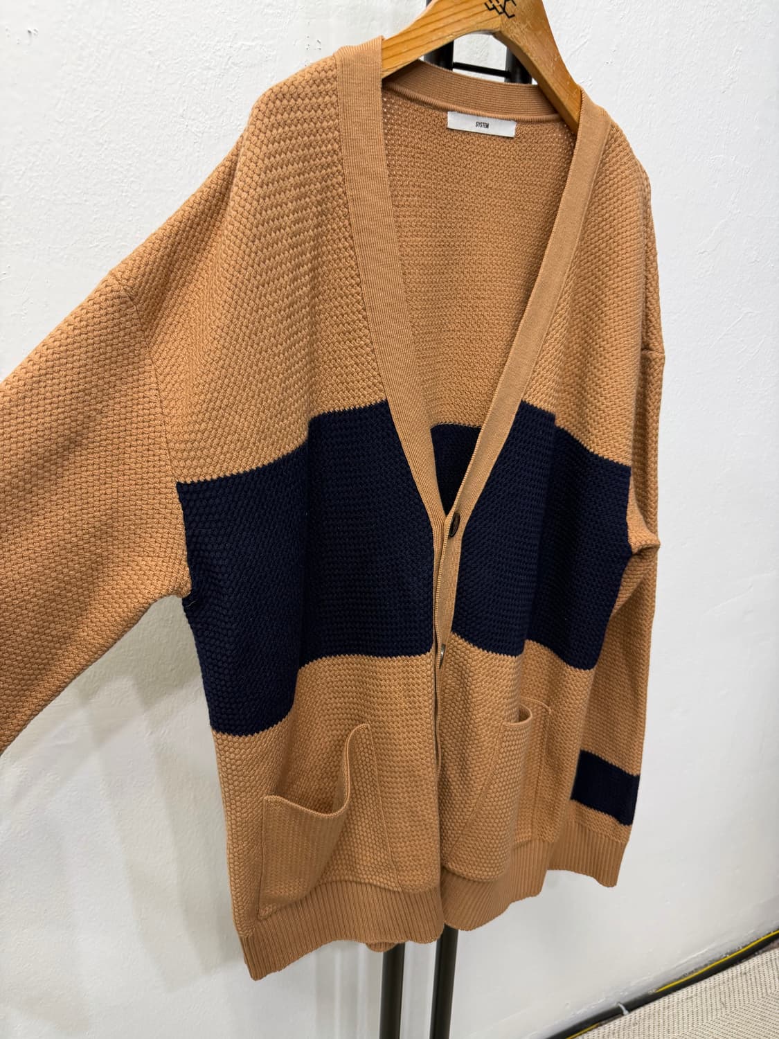 정품) 시스템옴므 한섬 20ss 배색 브이넥 니트 가디건 100 상품이미지2