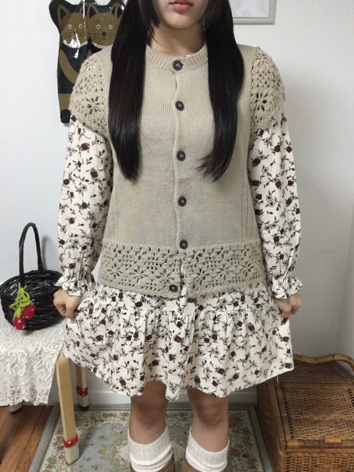 Crochet Floral Knit Vest 상품이미지2