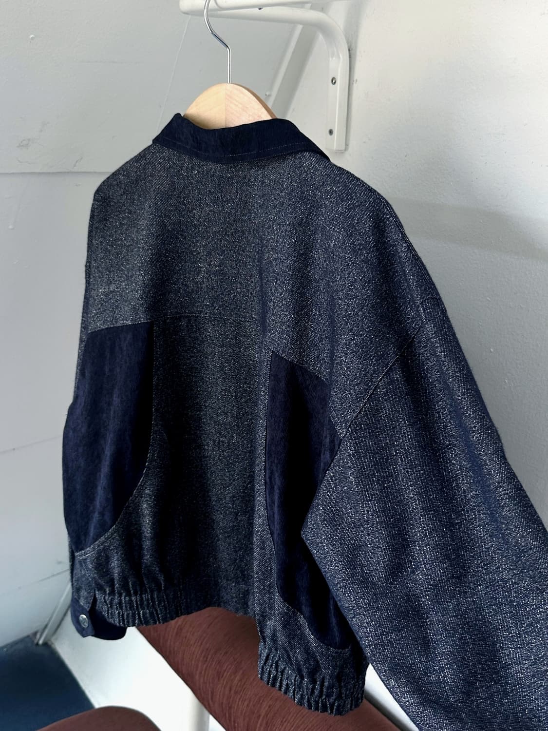 Design knitted panel blouson 상품이미지4