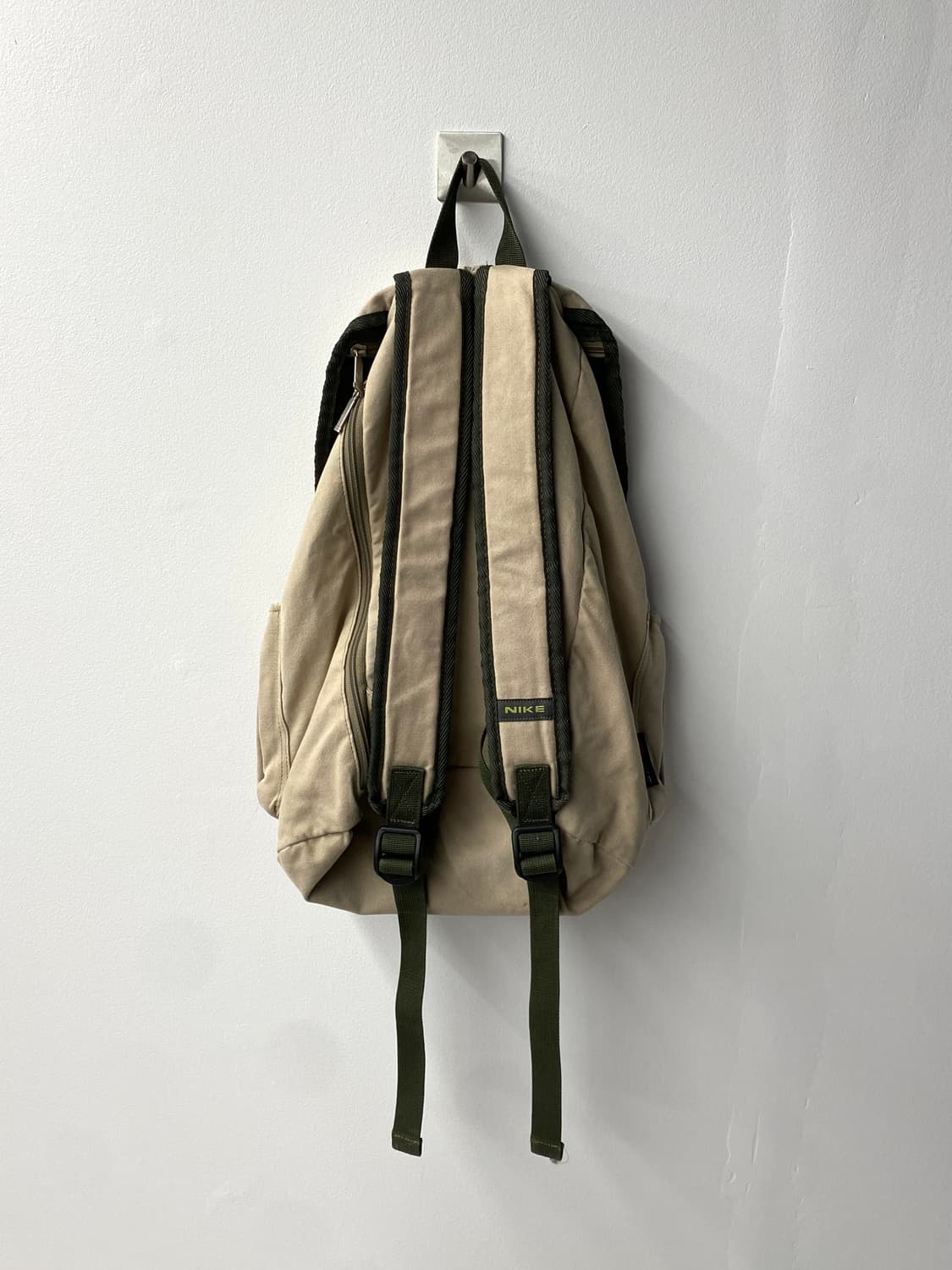 [34*47] rare 90-00s 나이키 카키 베이지 캔버스 럭색 상품이미지5