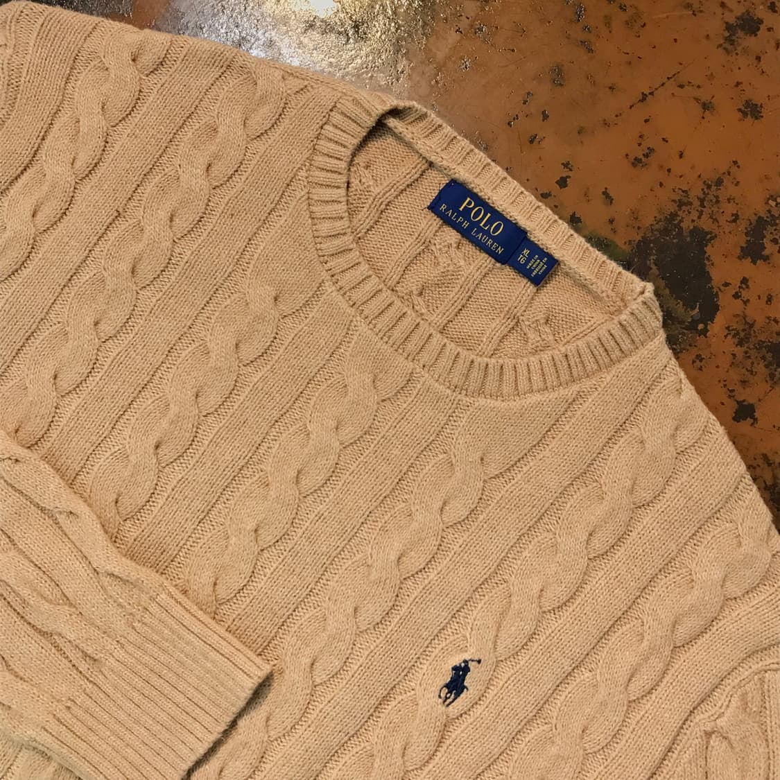 폴로랄프로렌 딥 베이지 코튼 케이블 니트 남성 115 빅사이즈 상품이미지3