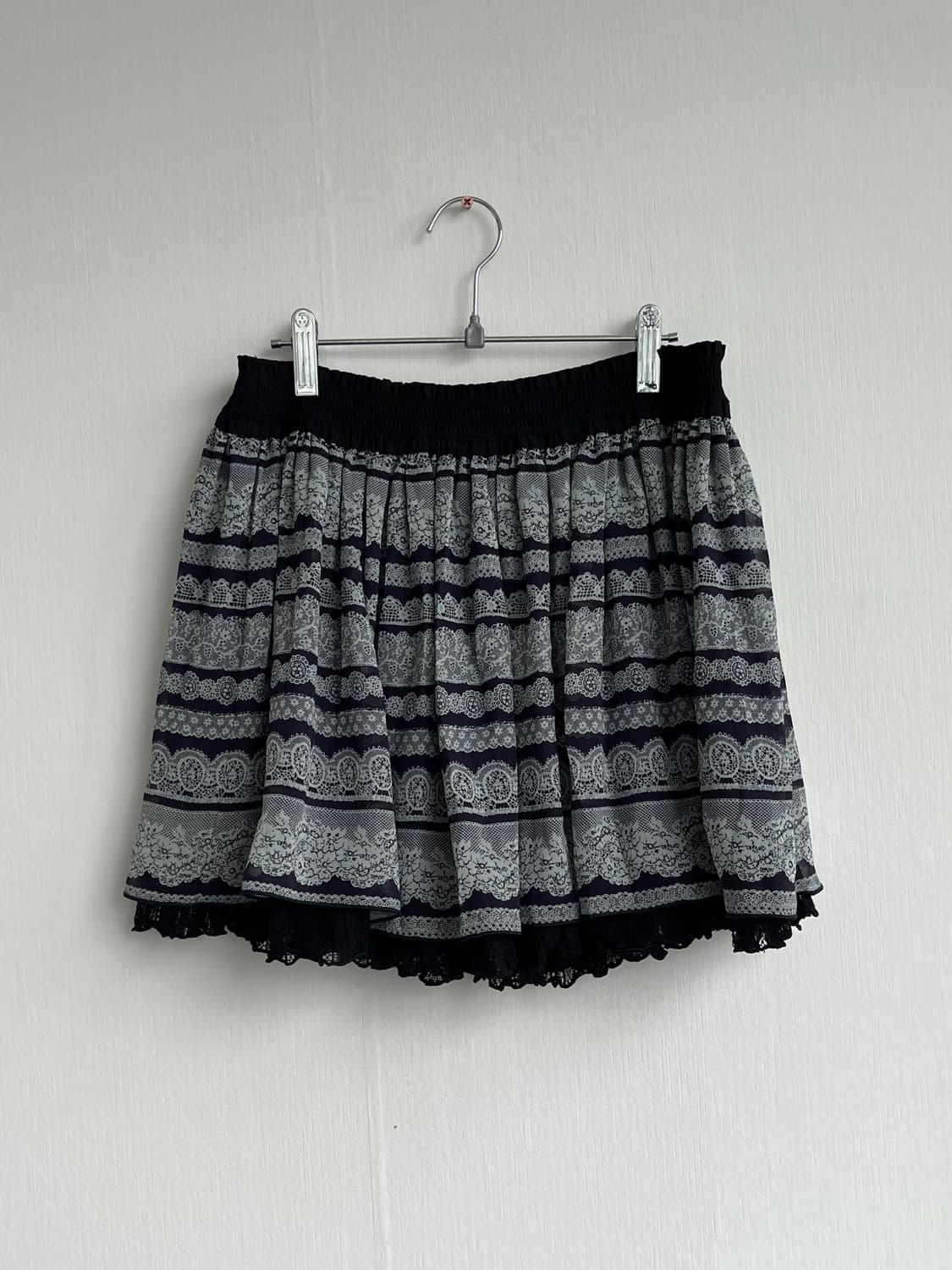 Vintage black frill lace mini skirt 상품이미지1