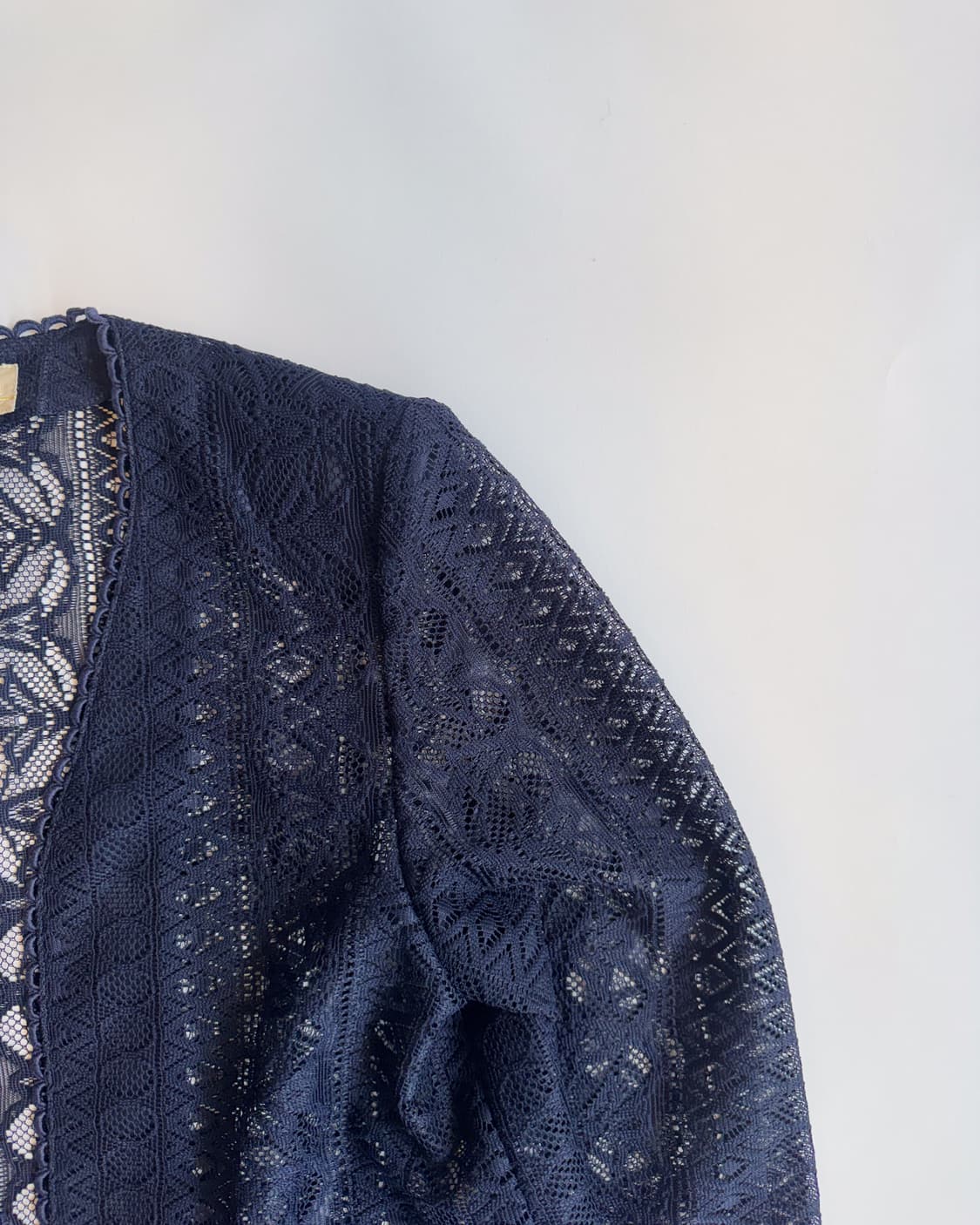 Navy Floral Lace Sheer Cardigan 상품이미지2