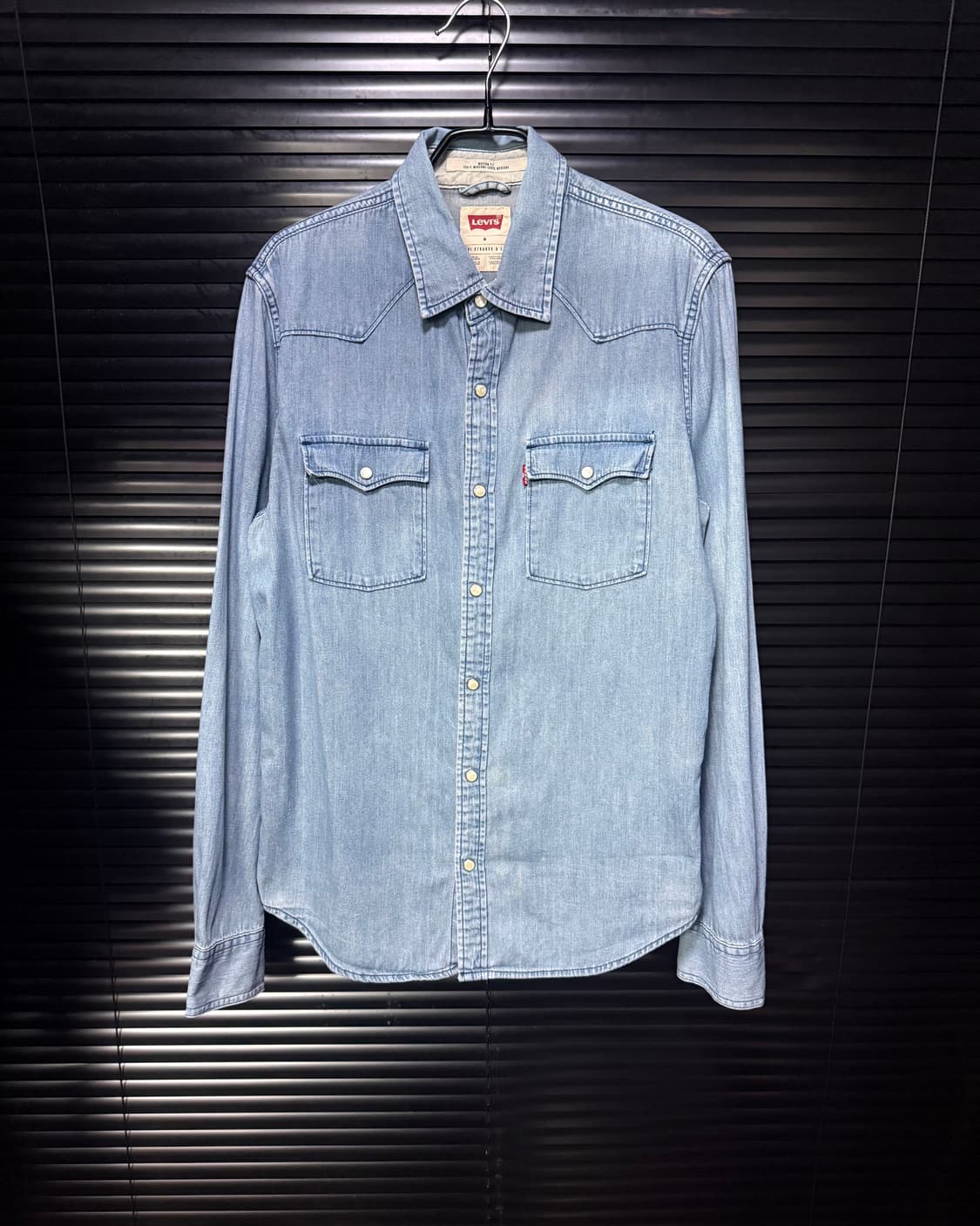 리바이스 워싱 데님 연청 웨스턴 셔츠 남방 M 95 워크 긴팔 투포켓  상품이미지2