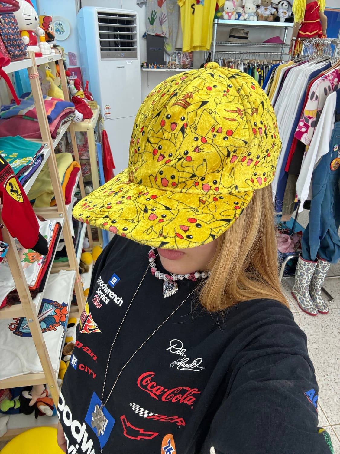 Vintage Poketmon Pikachu Velvet Cap 상품이미지8