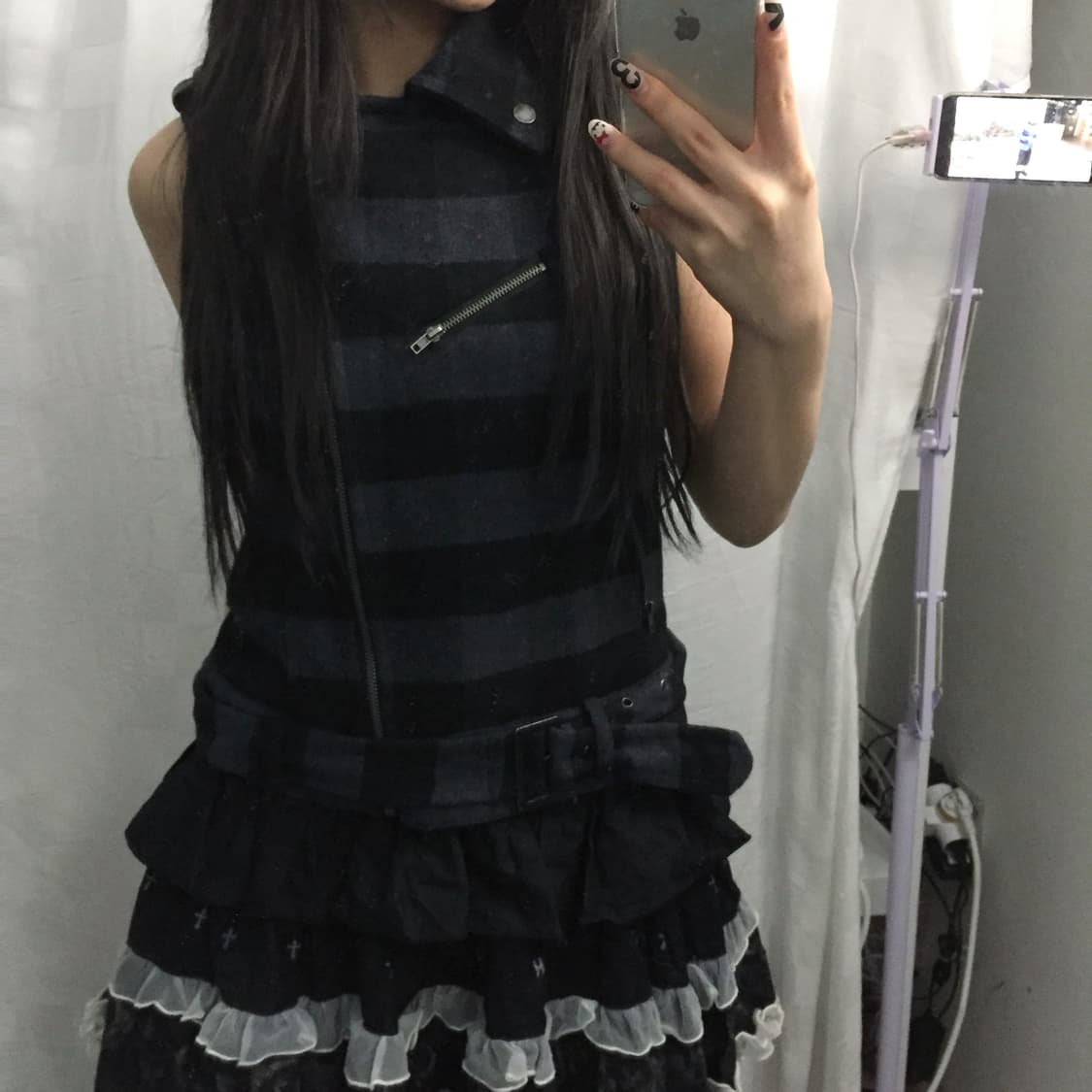 Heritage 1981 고스펑크 고딕 갸루 슈가슈가룬 체크 vest 상품이미지2