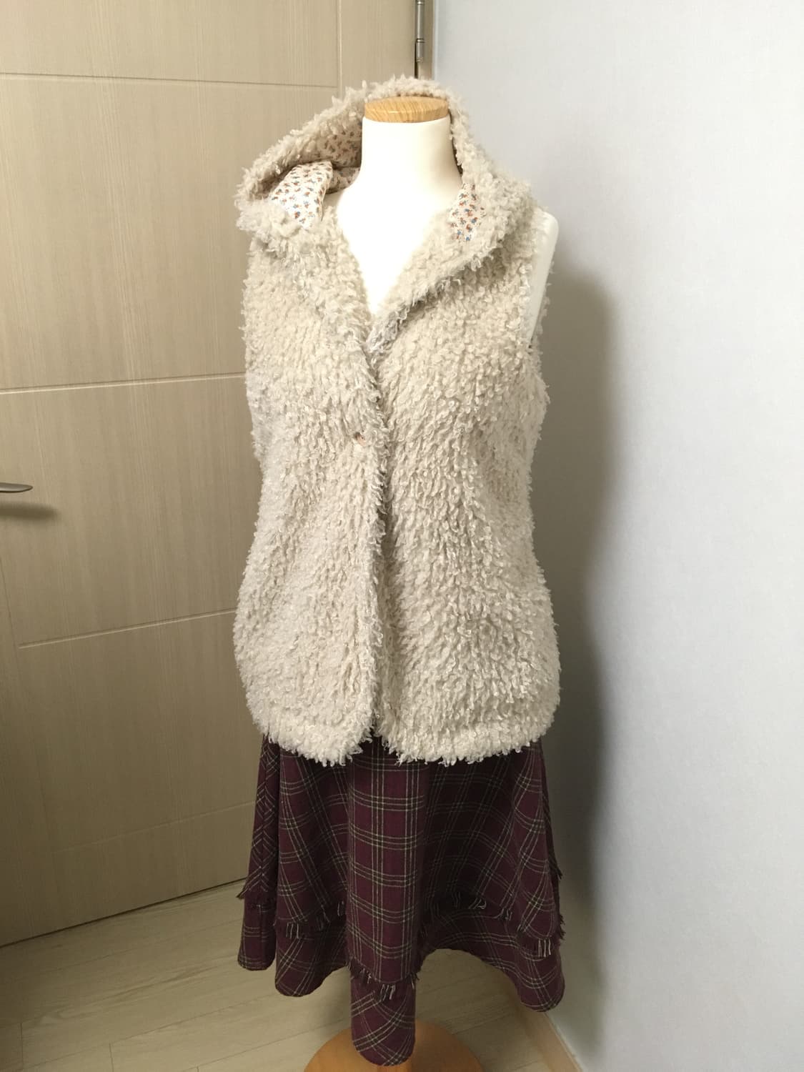 일본빈티지 체크 플레어 프린지 겨울 롱치마 스커트 하구미 모리걸 상품이미지5