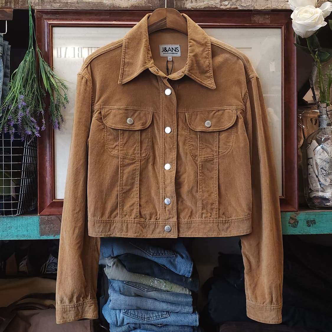 돌체앤가바나 웨스턴 자켓 벨벳 트러커 자켓 골든 브라운 m 상품이미지1