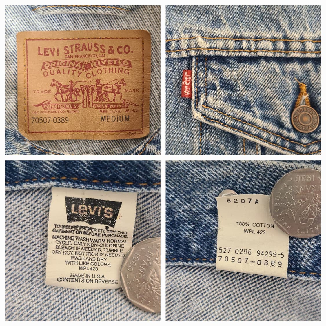 (XL,XXL) 90s USA 리바이스 빈티지 70507데님 트러커 자켓 상품이미지10