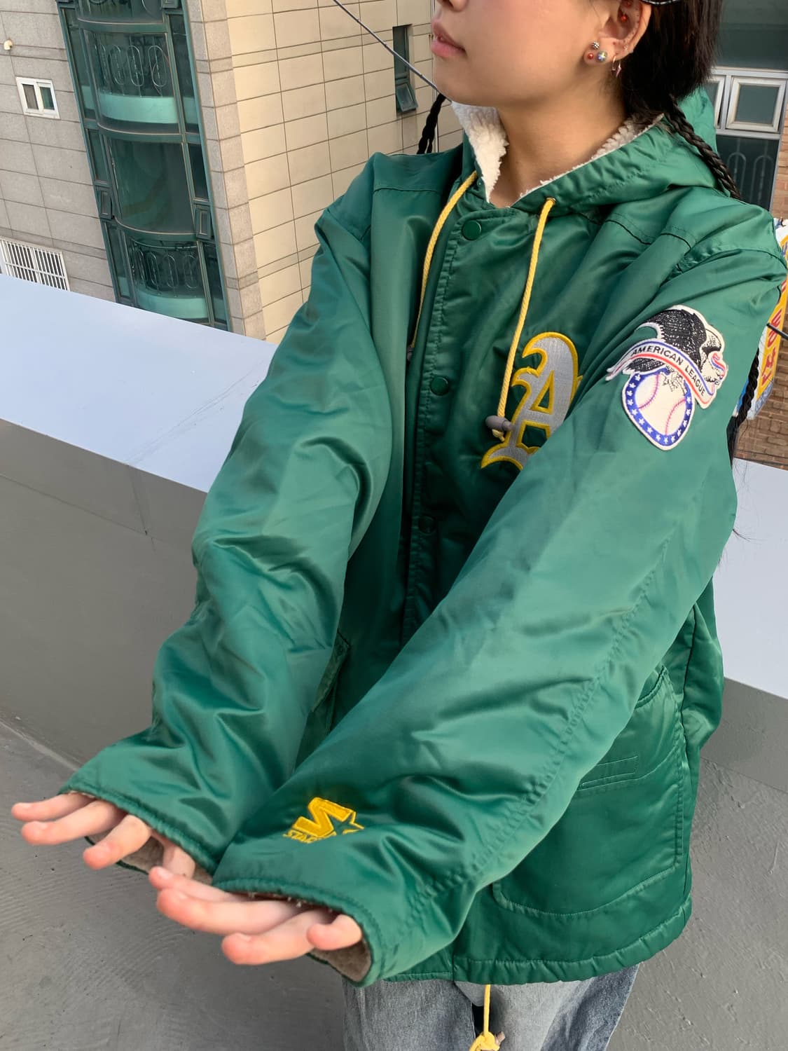 스타터 MLB 오클랜드 애슬레틱스 롱 자켓 상품이미지2