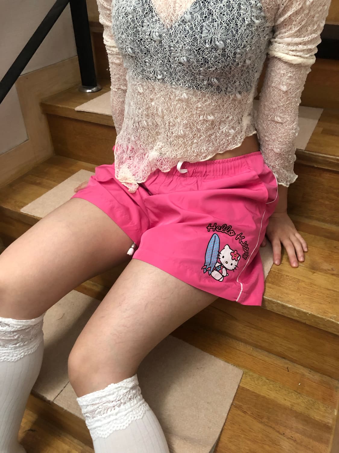 빈티지 헬로키티 핫핑크 팬츠 상품이미지1