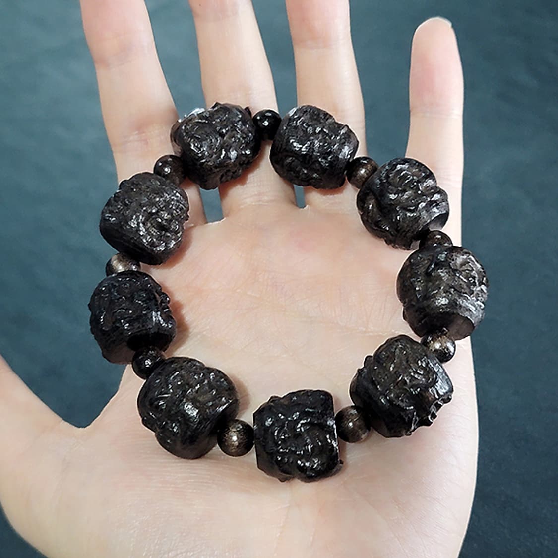 희로애락 백단향 20mm 남자 소품 부처님 얼굴 불교 염주 팔찌 상품이미지5