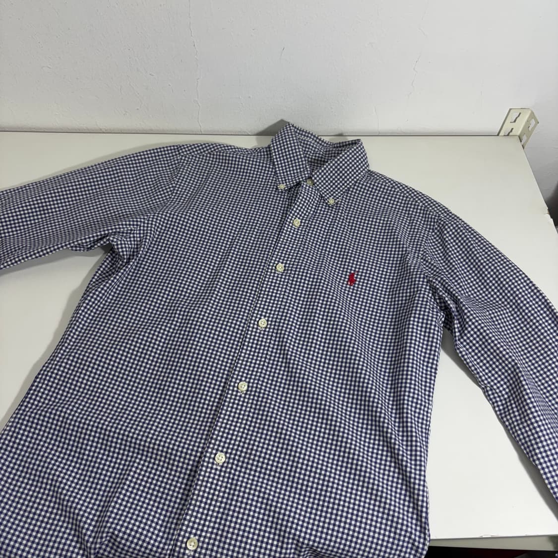 90 S 폴로랄프로렌 네이비 기본로고 체크셔츠 남방 상품이미지2